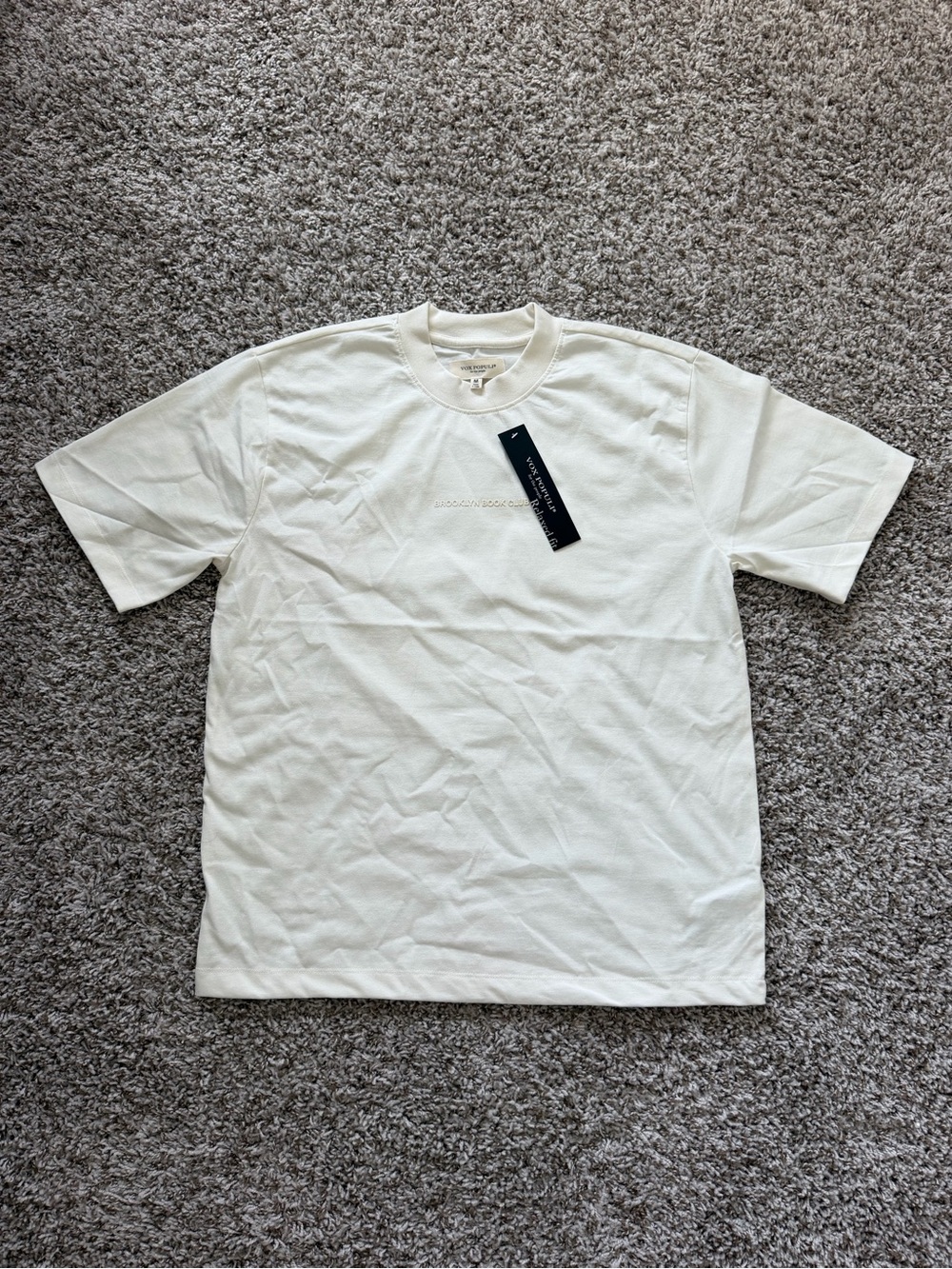 VOX POPULI Brooklyn Book Club Graphic T-Shirt Mens Medium Cream Oversized Cotton